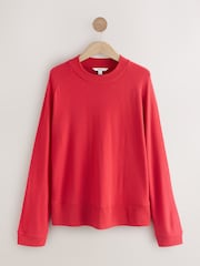 Cherry Red Cosy Soft Touch Long Sleeve Crewneck Jumper Top - Image 1 of 3