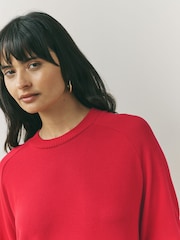 Cherry Red Cosy Soft Touch Long Sleeve Crewneck Jumper Top - Image 4 of 7