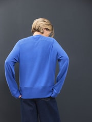 Cobalt Blue Cosy Soft Touch Long Sleeve Crewneck Jumper Top - Image 3 of 7