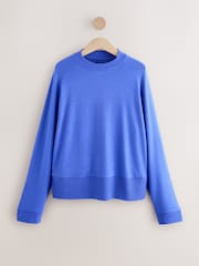 Cobalt Blue Cosy Soft Touch Long Sleeve Crewneck Jumper Top - Image 5 of 7