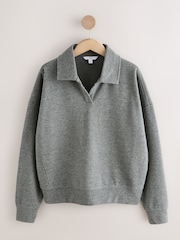 Cinza carvão - Supersoft Cosy Rib Knitted Rugby Polo Neck Jumper - Imagem 1 de 3