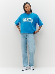 Bright Blue Porto City Graphic Cotton Rich Crew Neck Heavyweight T-Shirt - Image 2 of 7