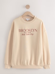 Neutral Autumnal Graphic Print Relaxed Crew Neck Sweatshirt - Image 1 of 3
