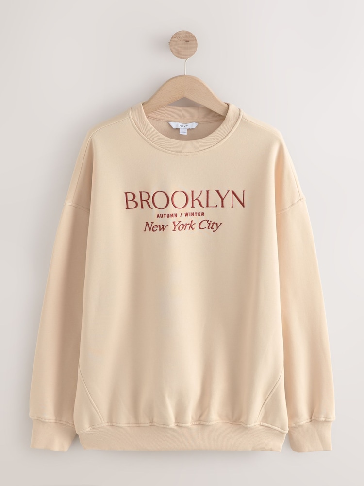 Neutral Autumnal Graphic Print Relaxed Crew Neck Sweatshirt - Image 1 of 3
