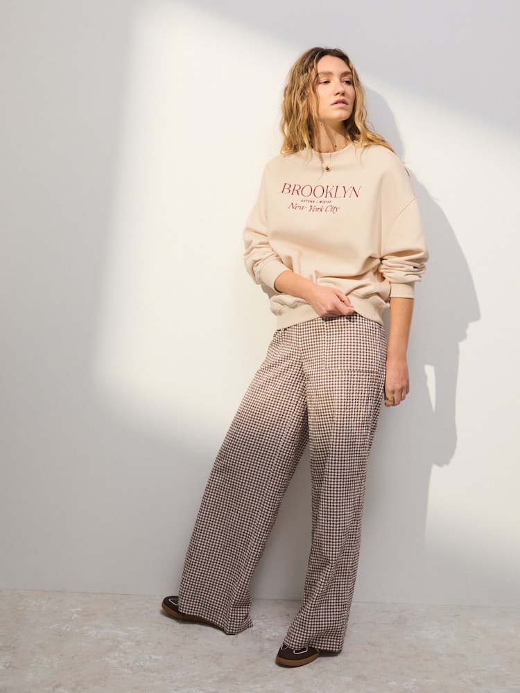 Neutral Autumnal NYC Embroidered Relaxed Fit Sweatshirt - Image 2 of 7 Neutral Autumnal NYC Embroidered Relaxed Fit Sweatshirt - Image 2 of 7