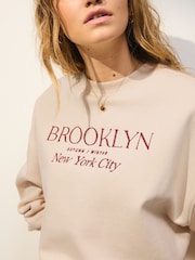 Neutral Autumnal Graphic Print Relaxed Crew Neck Sweatshirt - Image 4 of 7