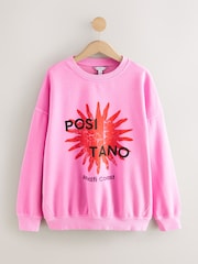 Rosa - Positano City Graphic Print Crew Neck Sweatshirt - Imagem 1 de 3