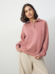 Rosa rosa - Moletom Rugby Loopback Polo Collard Manga Longa - Imagem 1 de 7