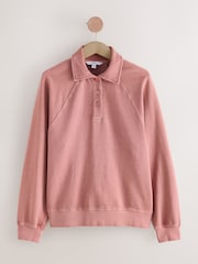 Rosa rosa - Moletom Rugby Loopback Polo Collard Manga Longa - Imagem 5 de 7