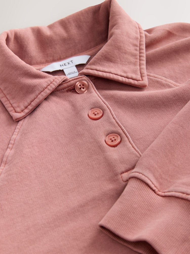 Rosa rosa - Moletom Rugby Loopback Polo Collard Manga Longa - Imagem 7 de 7