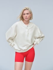 Ecru Red/Blue Back Graphic Print Popper Neckline Long Sleeve Sweatshirt - Image 2 of 9