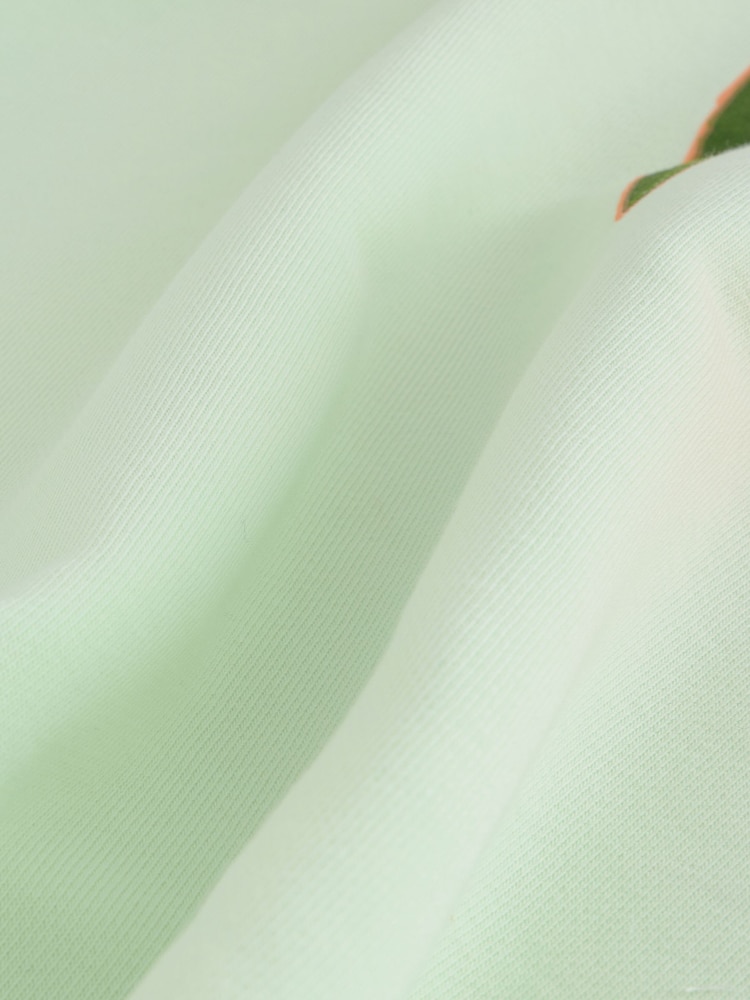Mint Green Longline Fun Fruit Graphic Print Stay Peachy Crew Neck Sweatshirt - Image 4 of 4