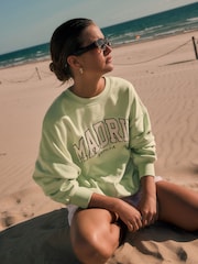 Lime Green Madrid Spain Relaxed Fit Boucle Summer City Graphic Print Sweatshirt - Image 1 of 9