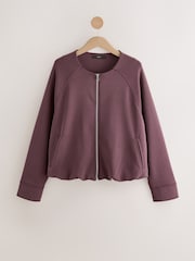 Roxo de ameixa - Jaqueta Harrington com zíper e bainha bolha, estilo Slinky Soft Touch - Imagem 1 de 3