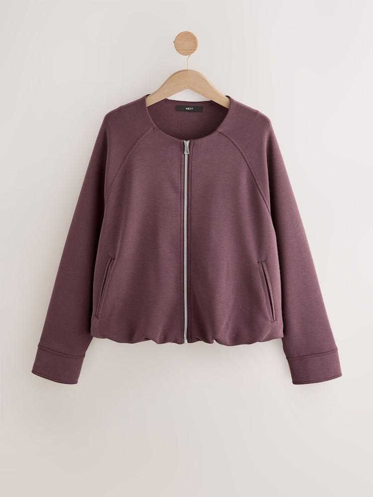 Roxo de ameixa - Jaqueta Harrington com zíper e bainha bolha, estilo Slinky Soft Touch - Imagem 1 de 3