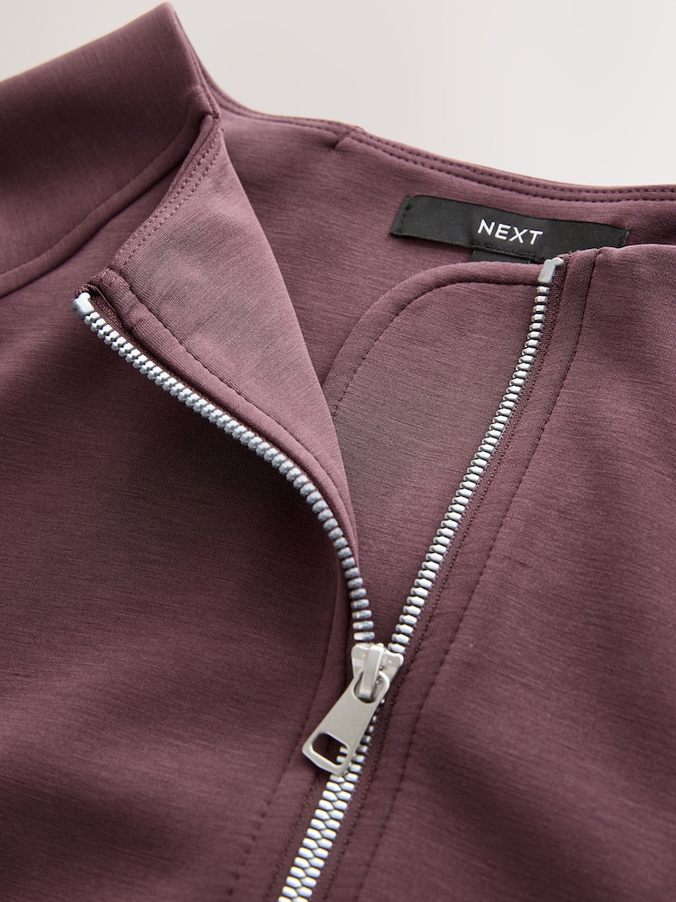 Roxo de ameixa - Jaqueta Harrington com zíper e bainha bolha, estilo Slinky Soft Touch - Imagem 3 de 3