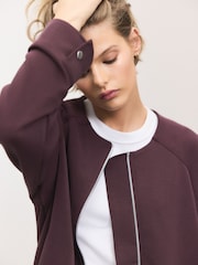 Plum Purple Slinky Soft Touch Zip Through Bubble Hem Harrington Jacket - Image 4 of 7