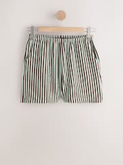Mint Green Textured Striped Summer Beach Shorts - Image 6 of 8