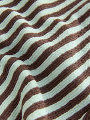 Mint Green Textured Striped Summer Beach Shorts - Image 8 of 8