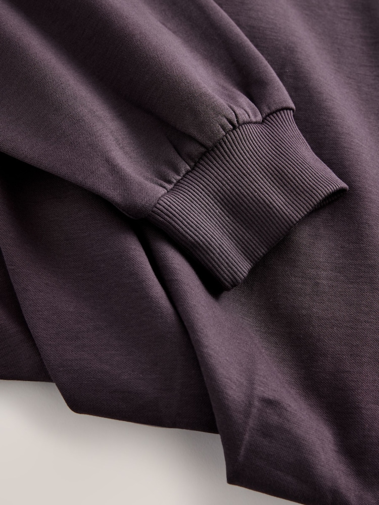 Plum Purple Puff Ball Balloon Bubble Hem Crewneck Sweatshirt - Image 7 of 7