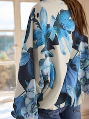 Floral Blue Kew Garden Puff Ball Balloon Bubble Hem Crewneck Sweatshirt - Image 5 of 8