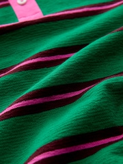 Bright Green/Pink Chocolate Contrast Henley Collar Stripe Rugby Polo Sweatshirt - Image 3 of 4