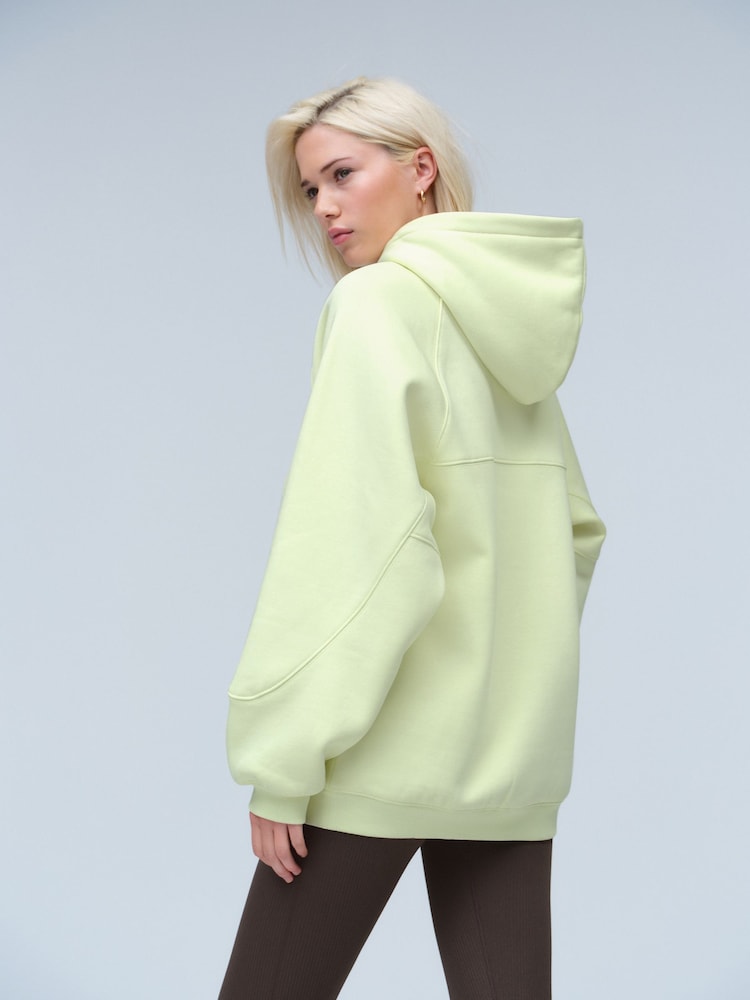 V barvi limete - Oversized Relaxed Fit Heavyweight Longline Hoodie Sweatshirt with Seam Detailing - Slika 2 iz 7