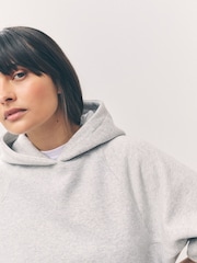 siva - Oversized Relaxed Fit Heavyweight Longline Hoodie Sweatshirt with Seam Detailing - Slika 5 iz 8