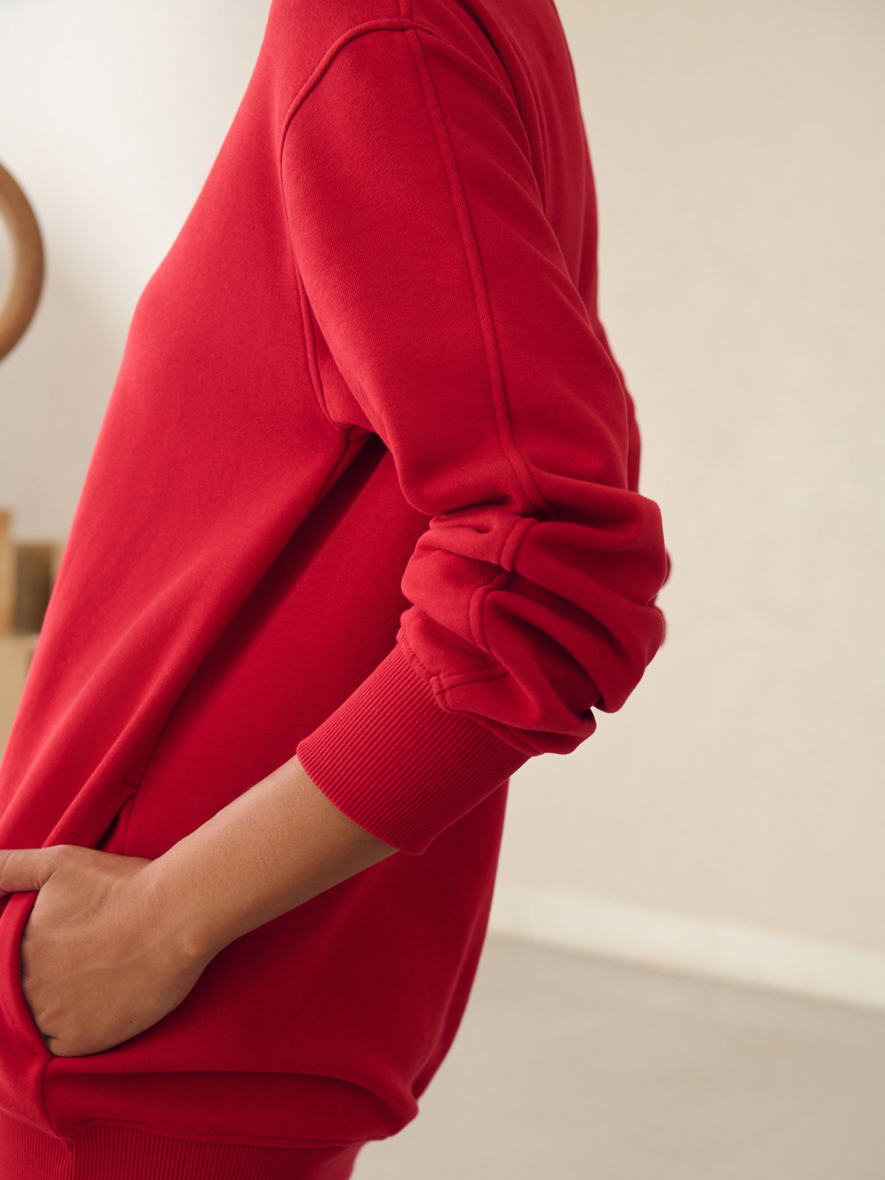 Buy Cherry Red Relaxed Fit Essentials Longline Sweatshirt with