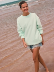 Aqua Blue Relaxed Fit Essentials Longline Sweatshirt - Image 1 of 7