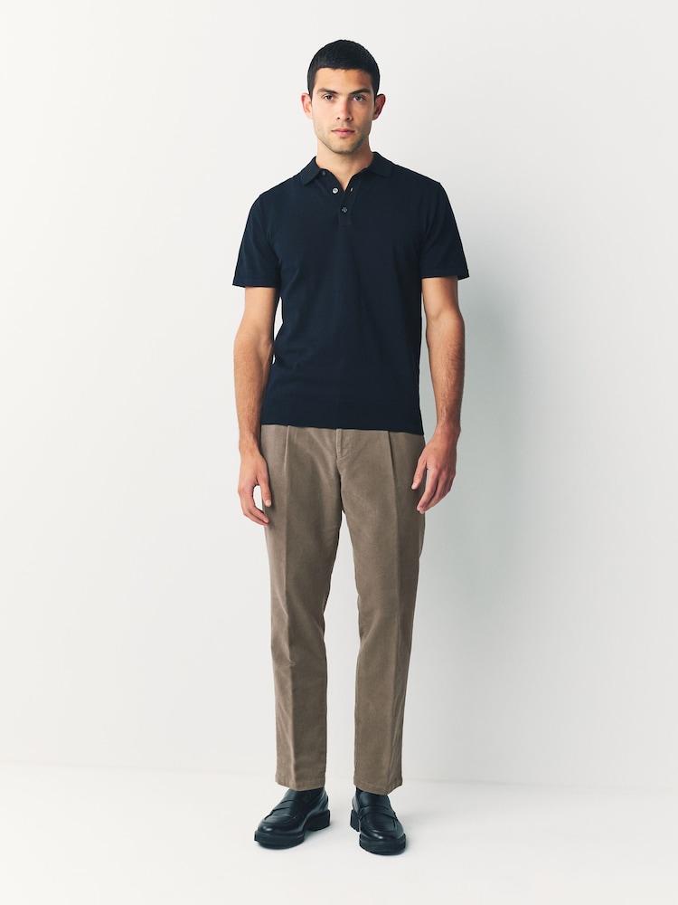 Mushroom Brown Regular Fit Smart Signature Emmetex Moleskin Italian Fabric Chino Trousers - Image 2 of 12 Mushroom Brown Regular Fit Smart Signature Emmetex Moleskin Italian Fabric Chino Trousers - Image 2 of 12