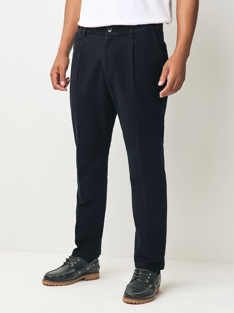 Navy Regular Fit Smart Signature Emmetex Moleskin Italian Fabric Chino Trousers - Image 1 of 9 Navy Regular Fit Smart Signature Emmetex Moleskin Italian Fabric Chino Trousers - Image 1 of 9