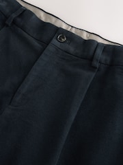 Navy - Regular Fit Smart Signature Emmetex Moleskin Italian Fabric Chino Trousers - Image 2 of 4
