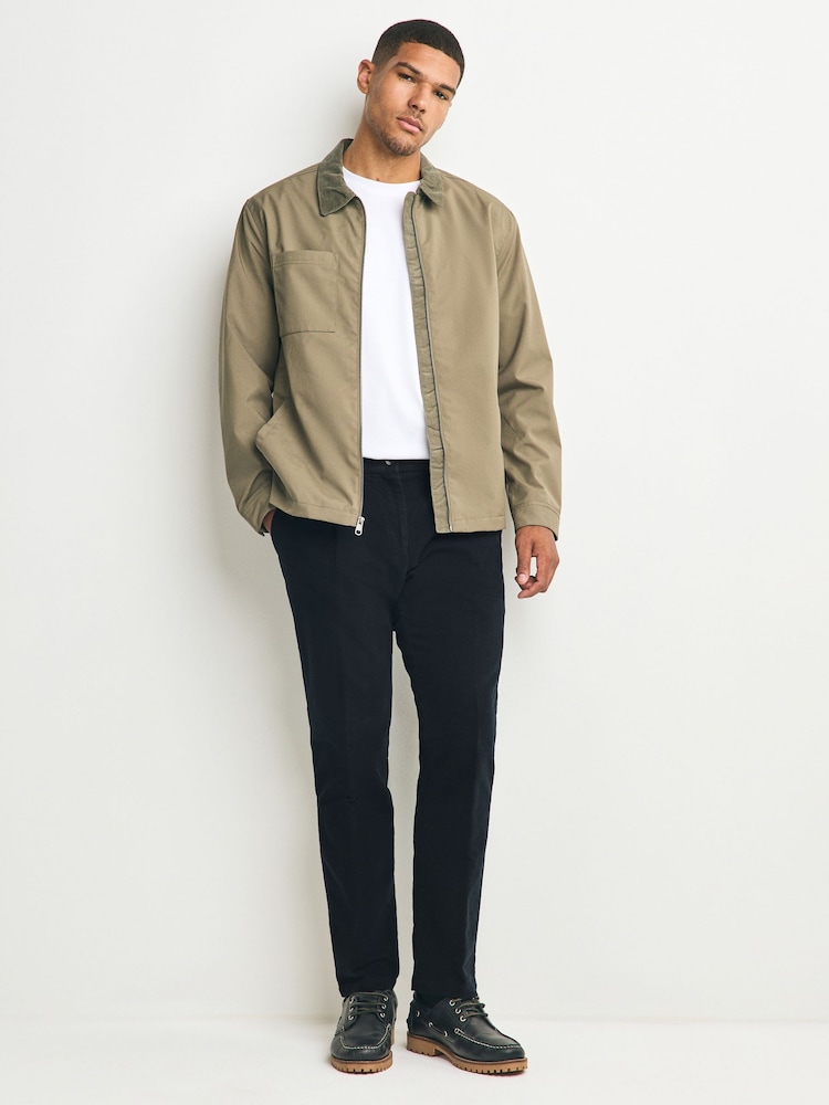 Navy Regular Fit Smart Signature Emmetex Moleskin Italian Fabric Chino Trousers - Image 2 of 9 Navy Regular Fit Smart Signature Emmetex Moleskin Italian Fabric Chino Trousers - Image 2 of 9