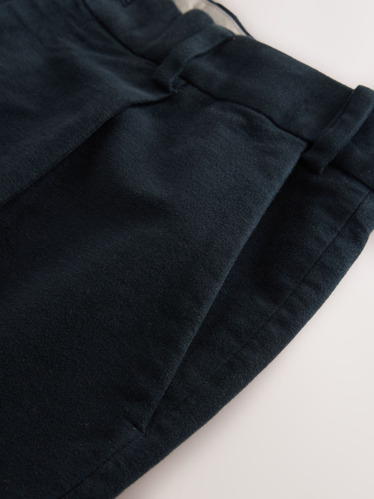 Navy - Regular Fit Smart Signature Emmetex Moleskin Italian Fabric Chino Trousers - Image 4 of 4