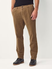 Tan Brown - Regular Fit Smart Signature Emmetex Moleskin Italian Fabric Chino Trousers - Image 1 of 11