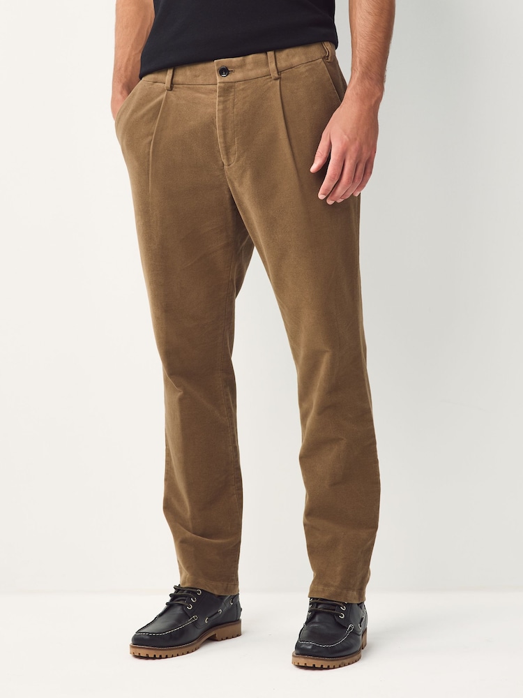 Tan Brown - Regular Fit Smart Signature Emmetex Moleskin Italian Fabric Chino Trousers - Image 1 of 11