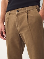 Tan Brown - Regular Fit Smart Signature Emmetex Moleskin Italian Fabric Chino Trousers - Image 5 of 11