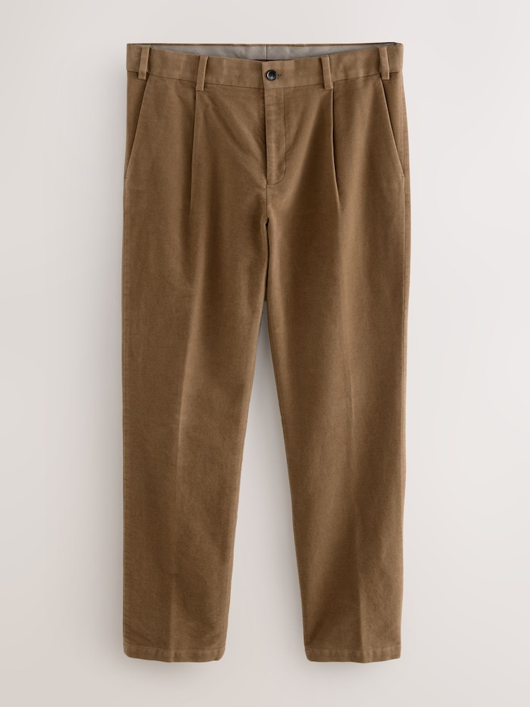 Tan Brown Regular Fit Smart Signature Emmetex Moleskin Italian Fabric Chino Trousers - Image 1 of 5
