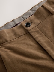 Tan Brown - Regular Fit Smart Signature Emmetex Moleskin Italian Fabric Chino Trousers - Image 9 of 11