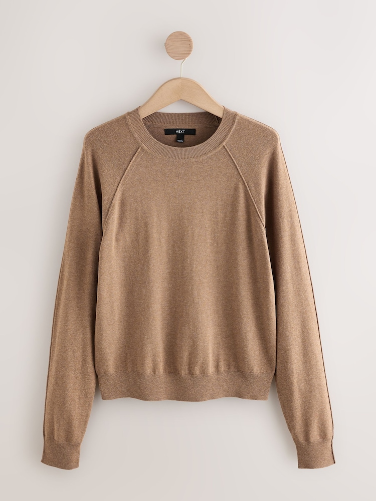 Buy Camel Brown Soft Touch Crew Neck Cotton Rich Jumper from Next