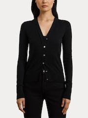 črna - Lauren Ralph Lauren Denzel z gumbi po celotni dolžini Knit pletena jopa - Slika 2 iz 6