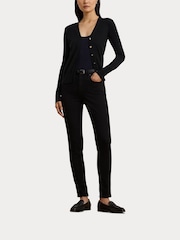 črna - Lauren Ralph Lauren Denzel z gumbi po celotni dolžini Knit pletena jopa - Slika 5 iz 6