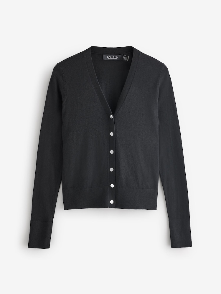 črna - Lauren Ralph Lauren Denzel z gumbi po celotni dolžini Knit pletena jopa - Slika 6 iz 6