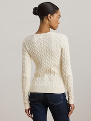 Lauren Ralph Lauren Button Trim Cable Knit 100% Cotton Jumper - Image 2 of 5