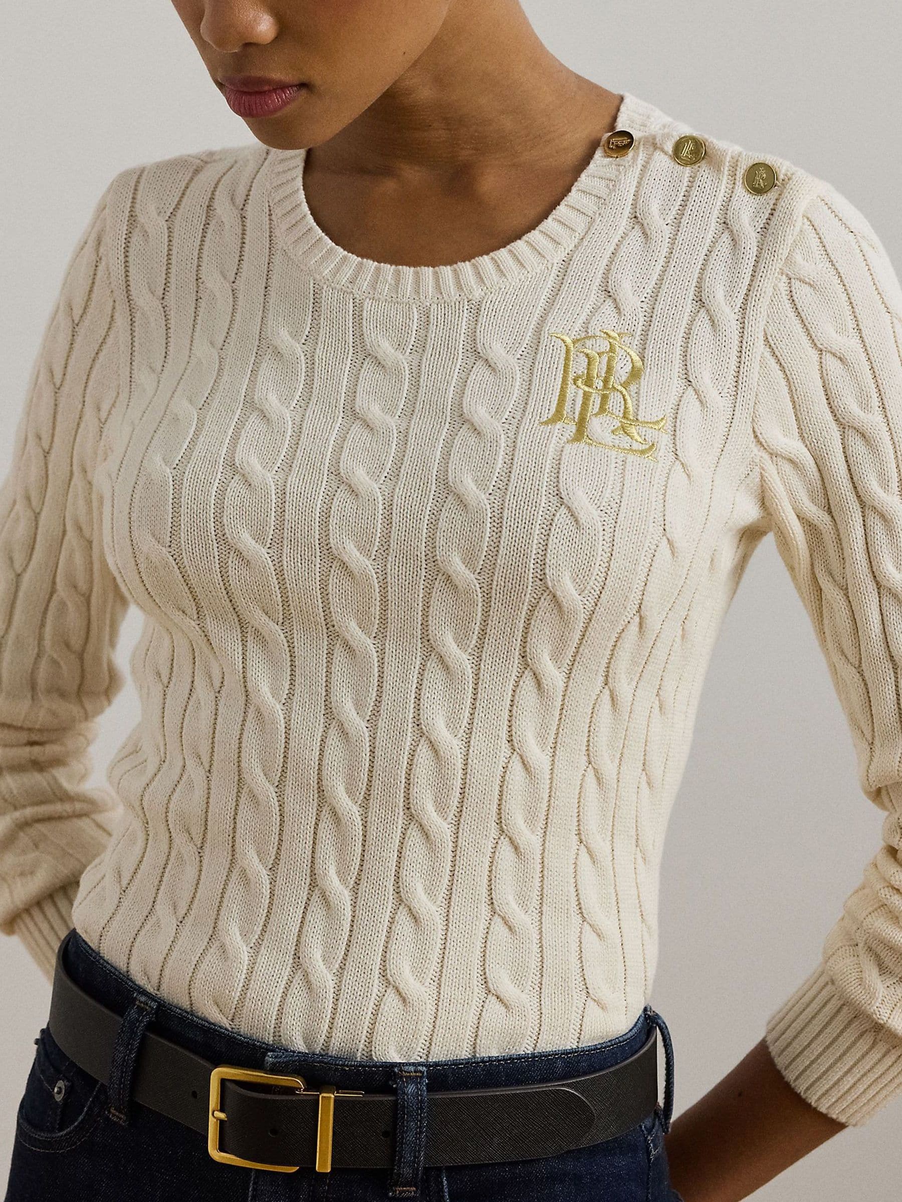 トップス 00s Ralph Lauren native henry neck knit Buy Lauren Ralph Lauren Mascarpone Cream Montiva Button Cable Knit
