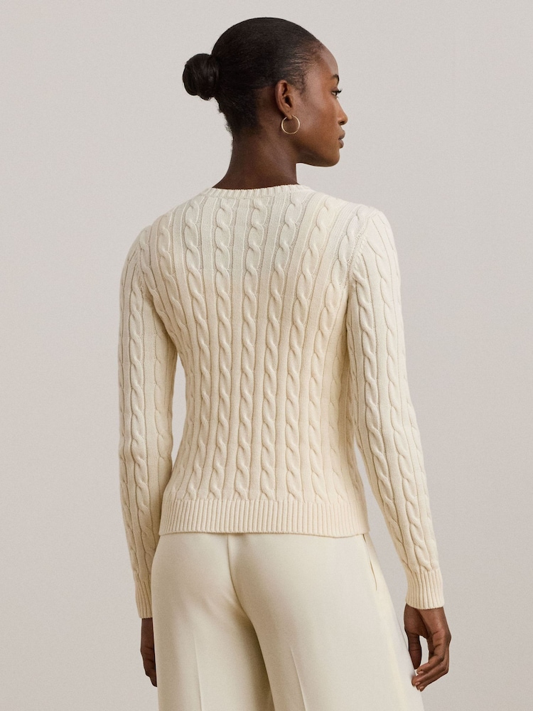Lauren Ralph Lauren Ralhan Cable Knit Crest Logo Cardigan - Image 3 of 8