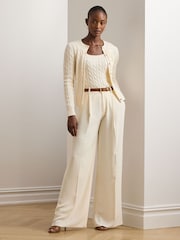 Lauren Ralph Lauren Ralhan Cable Knit Crest Logo Cardigan - Image 4 of 8