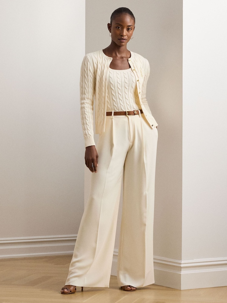 Lauren Ralph Lauren Ralhan Cable Knit Crest Logo Cardigan - Image 4 of 8