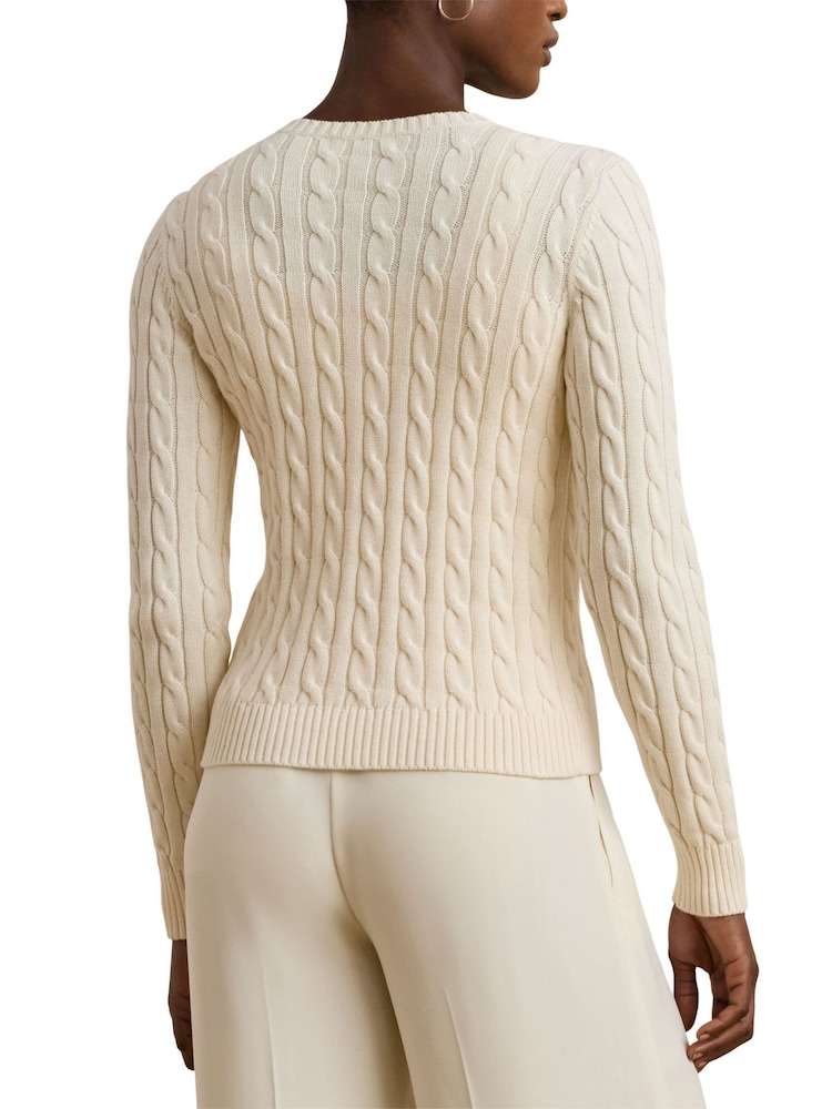 Lauren Ralph Lauren Ralhan Cable Knit Crest Logo Cardigan - Image 5 of 8